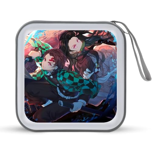 鬼滅の刃 CDケース プラケース DVD収納ケース CD収納ボックス ディスクケース 防水 メディアケース 大容量 40枚収納 小型 持ち運び便利 薄型 ファスナー付 旅行