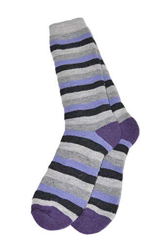 Invisible World Women's Alpaca Socks Cozy Cute Striped Winter Gear Lavender
