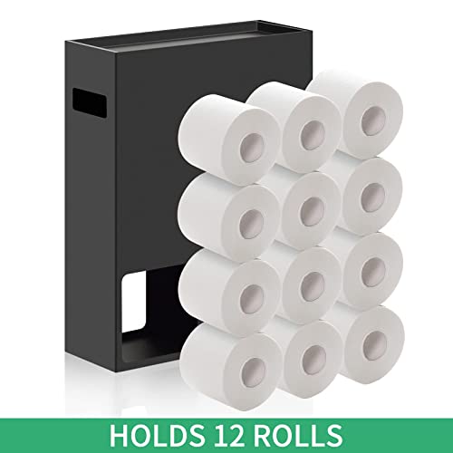 Sikon-Toilet-Paper-Storage-Organizer-Toilet-Paper-Holder-Dispenser-12-Rolls-Compatible-Black-THZ-112