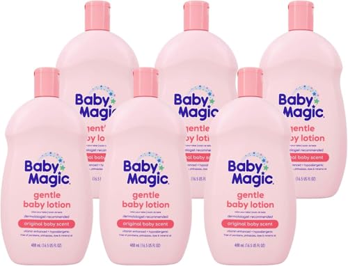 Baby Magic Gentle Baby Lotion | 16.5 Fl Oz (Pack of 6) | Vitamins & Aloe, Pink (705544), Original Baby Scent