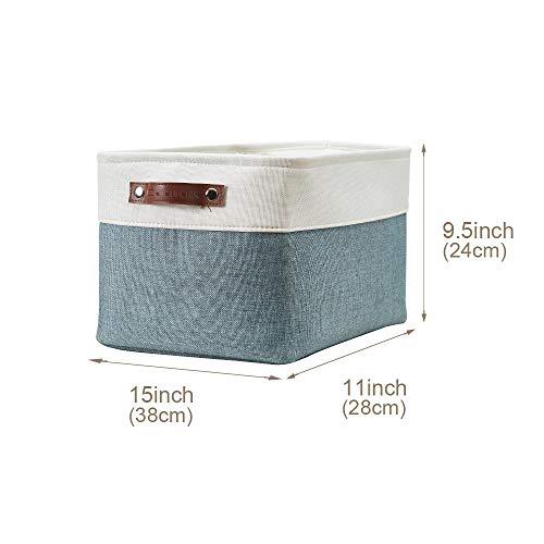Image of DECOMOMO Foldable Storage Bin Collapsible Sturdy Cationic Fabric Storage Basket Cube W /Handles for Organizing Shelf Nursery Home Closet (Green and White, Large - 15 x 11 x 9.5-4 Pack)