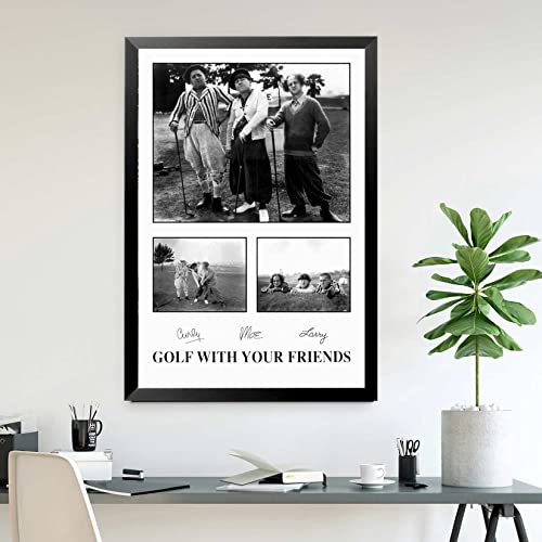 Buyartforless Framed Golf With Your Friends - The Three Stooges 36X24 Art Print Poster Wall Decor Classic Comedy Humor Funny Movie Still Photographs Black & White #TOP1