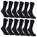 12 Paar Socken ohne Gummidruck 100% Baumwolle Damen & Herren Diabetiker Socken 11000 (39-42, Schwarz)