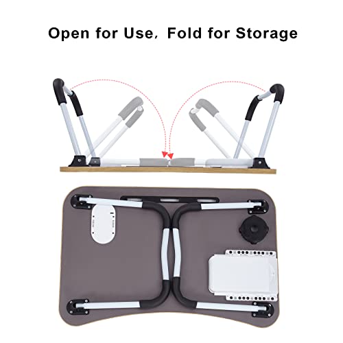 Lap Laptop Desk, Portable Tray Bed Desk, Laptop Bed Tray Table, 23.6 Inch Foldable Laptop Desk With Wireless Charging, 2 Usb Ports, Storage Drawer, Cup Holder, For Home Office School #TOP5