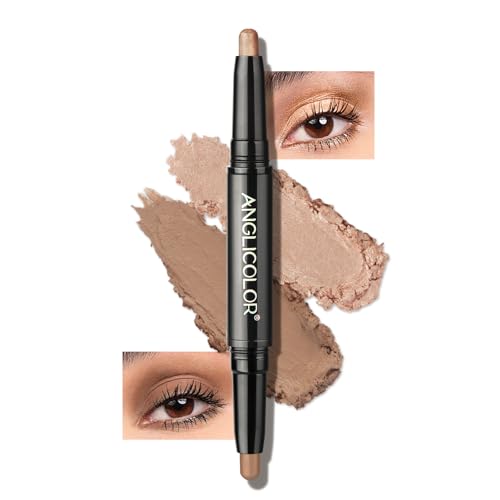 Anglicolor Sombras De Ojos De Doble Cabezal,Sombra Ojos Brillantes&Mate,Alta PigmentacióN Sombra De Ojos En Crema,DuracióN Sombra De Ojos En Barra (02 Golden pink shimmer/taupe)