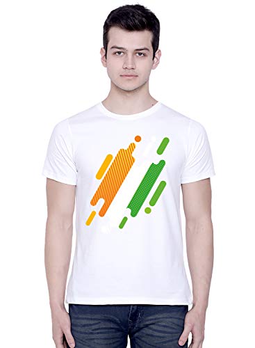 Image of Graphic Printed T-Shirt for Unisex Indian Tricolor Creative Artwork Tshirt | Casual Half Sleeve Round Neck T-Shirt | 100% Cotton | D00049-13