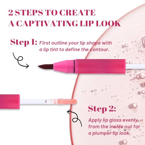 Image of evpct Antique Rose Matte Liquid Lipstick Marker Pen Lip Liner Set with Lip Oil, Shine Finish, 2 in 1 Lipgloss Lipstick Long Lasting Waterproof for Women, Lips Color Stain 24hr Original Smudge Proof