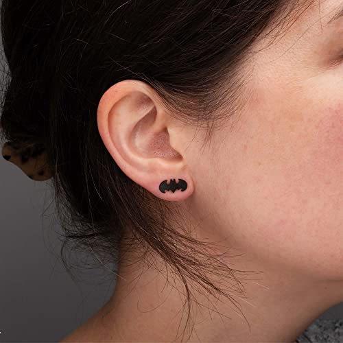 Officially Licensed Hypoallergenic DC Comics Batman "The Dark Knight" Cut Stainless Steel Stud Earrings, Unisex, One Size2