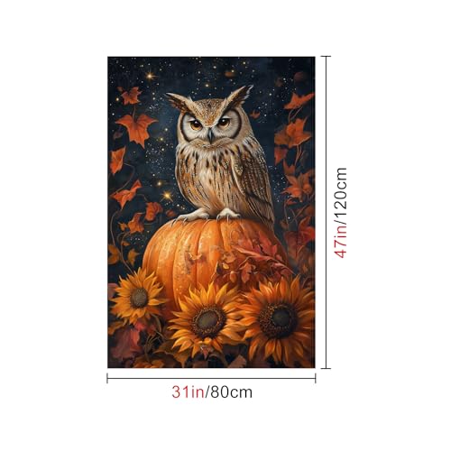 Película de ventana otoñal con búho 31x47 pulgadas miniatura 4