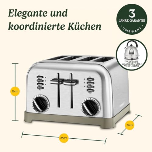 Foto von Cuisinart 4-Scheiben-Toaster | Breite Schlitze, ideal für dickes Brot und Bagels | 6 Bräunungsstufen plus Abtauung | Breite Schlitze,High-Lift-Hebel | Passender Wasserkocher erhältlich | Perle