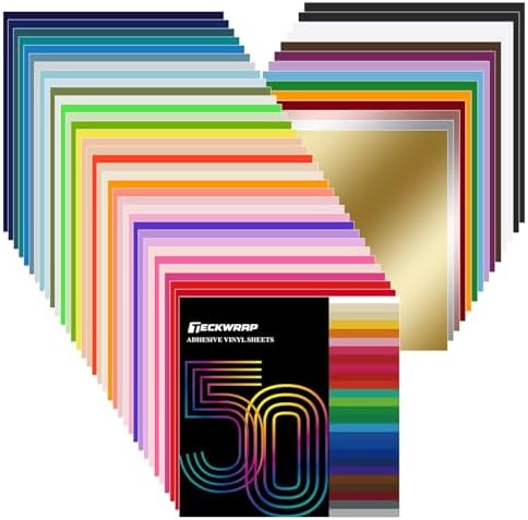 TECKWRAP Permanent Adhesive Vinyl Sheets 30.5cm x 30.5cm 50 Sheets/Pack