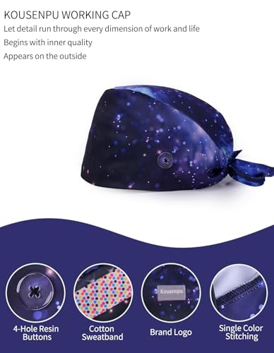 Image of Kousenpu Scrub Caps for Men, Adjustable Surgical Cap, Breathable Medical Hat for Doctors, Nurses & Healthcare Professionals