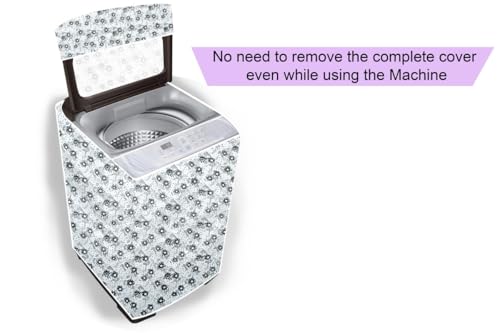 Image of Stylista PVC Washing Machine Cover Compatible for IFB 7 KG Fully-Automatic Top Loading TL-REGS 7.0KG AQUA, Waterproof and Dustproof, Floral Pattern Light Gray