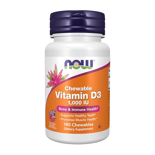 NOW Foods Supplements Vitamin D-3 1 000 IU Natural Fruit Flavor Structural Support* 180 Chewables