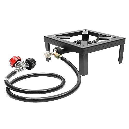 Portable GasOne High Pressure Single Propane Burner Outdoor Gas Stove Propane Burner Cooker 0-20PSI Regulator & Hose for Camping, Tailgating, Seafood Boil,Home Brewing