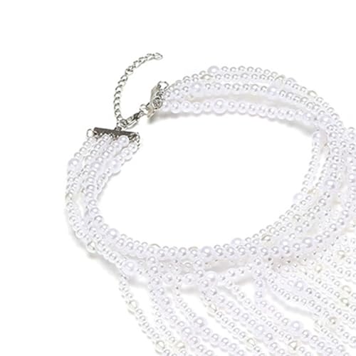 Collier cascade fausses perles à fermoir ajustable et pendentif léger - 4