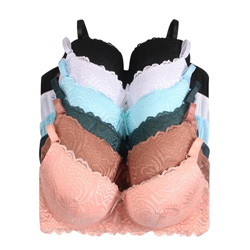 Image of Viola's Secret 6 Pack of Color Print T-Shirt Bras B Cup C Cup and D Cup