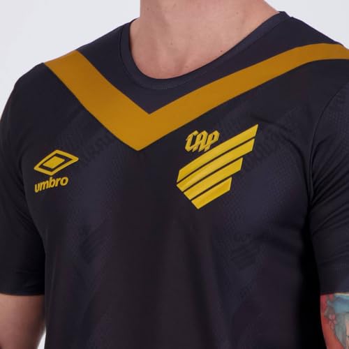 Umbro Camisa Masculina CAP | Athletico Paranaense Oficial nº 3 2024 Jogador, Preto/Dourado, M