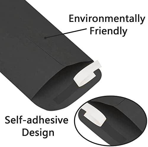 100Pcs Small Black Envelopes, Self-Adhesive Seed Envelopes Seed Packets Kraft Paper Coin Envelopes Money Envelopes for Wages, Seeds, Coins, Beads or Stamps(10x6cm/3.9x2.4inch)