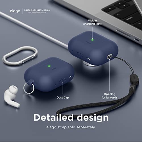 elago Silicone Case Compatible with Apple AirPods Pro 2nd Generation Case Protective Case with Keychain, Front LED Visible - Image 4