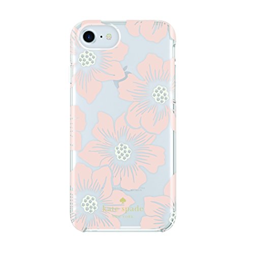 kate spade new york Protective Hardshell Case for iPhone 7 - Hollyhock Floral Clear/Cream/Pink Sand/Gems