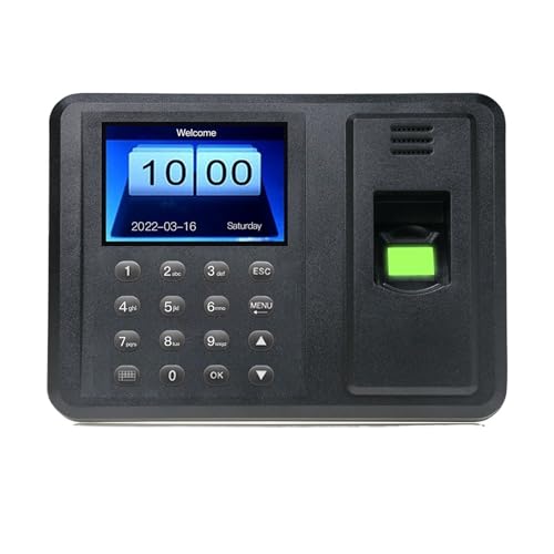 Reloj de control horario, Máquina de asistencia biométrica con huella dactilar USB, pantalla LCD TFT 2,8'', software gratuito, lector registro empleados contraseña para pequeñas empresas