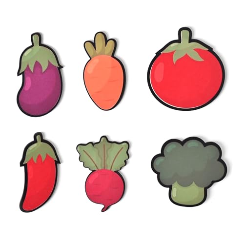 Image of GKD Wooden Fridge Magnet Set - Pack of 6 | Vegetable Fridge Magnets - Cute Veggie Characters for Kids & Kitchen Decor - Durable & Eco-Friendly Fun Magnets - Vegetables