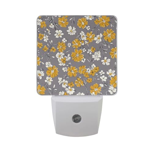 Lámpara de noche sensor LED color amarillo floral miniatura 7