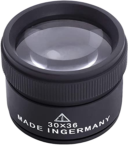 Desktop 30X Jewelry Loupe 36mm Double Deck Glass Magnifying Eye Loops,Handheld Mini Microscope Magnifier for Small Prints,Diamonds, Coins, Miniatures, Craft and Map