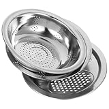 Photo Gallery lopuner 3 pezzi bacinella in acciaio inossidabile con grattugia e scolapasta multifunzione da resistente e freddo per lavare verdure e ciotola da cucina facile da e durevole Photo Gallery lopuner 3 pezzi bacinella in acciaio inossidabile con grattugia e scolapasta multifunzione da resistente e freddo per lavare verdure e ciotola da cucina facile da e durevole