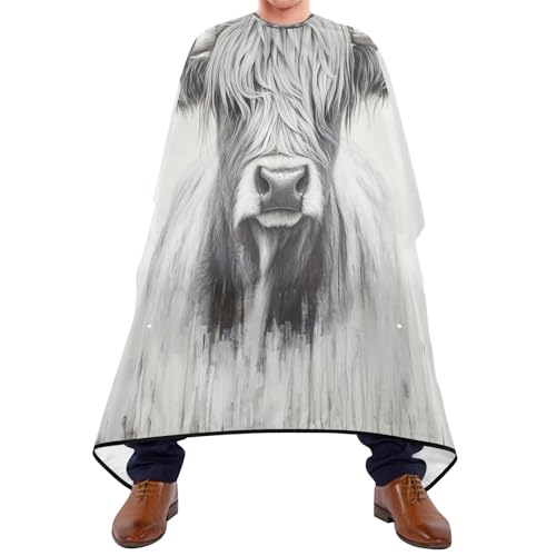 Kigai Hair Cutting Cape for Men & Women Highland Cow Waterproof Barber Cape Professional Hairdressing Salon Styling Cape with Adjustable Closure Snap