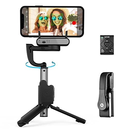 Gimbal Stabilizer for Smartphone, Selfie Stick Tripod with Face Tracking & 360Â°Rotation, 4 in 1 Portable Phone Tripod w/Extendable Stick for iPhone 13 Pro Android Video Recording Vlog hohem iSteady Q