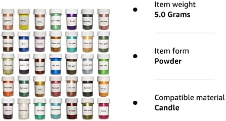 Mica Powder Pigments 35 Color- Soap Dye for Soap Making,Candle Dye for Making Candle-Glitter Resin Pigment for Soy Wax,Slimes, Bath Bomb,Eye Shadow, Blush, Nail Art, Resin Jewelry, Artist35 * 5g