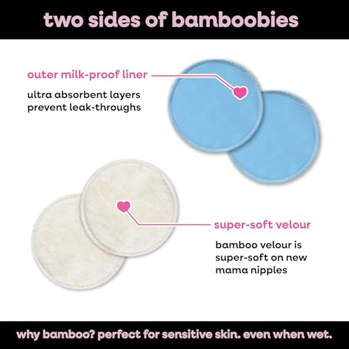Image of Bamboobies Overnight Nursing Pads, Ultra-Soft Velour, Reusable and Washable for Nightly Use, Leak-Proof Pads for Breastfeeding, 12 Pads