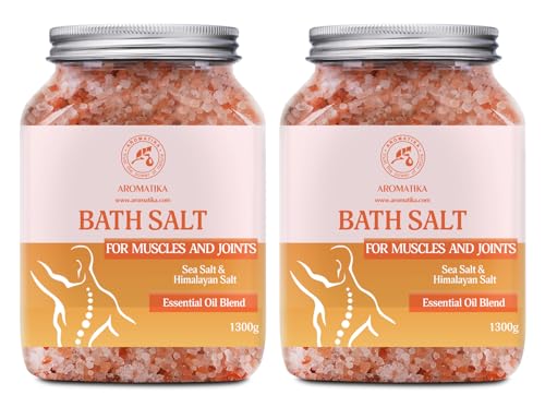 Sales de Baño Set Articulaciones & Músculos 2х1300g - Aceites Esenciales de Lavanda & Salvia & Romero - 100% Natural Sale Marina - Cuidado del Cuerpo - Baños de Relajación - Calma - Aromaterapia