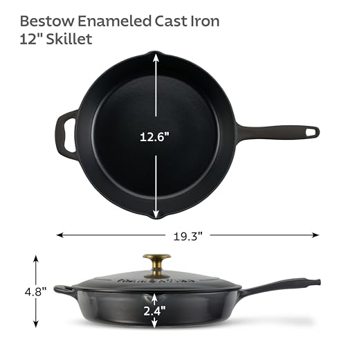 Image of Tramontina Bestow Enameled Cast Iron 12-Inch Skillet with Lid, Smoke