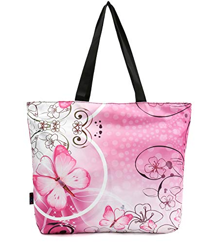 ICOLOR Gym Shopping Bag Tote Handle, Reusable Travel Shoulder Case Bag with Zipper, Picnic Beach Work Daily Use Shopper Tote2