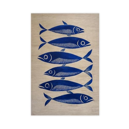 Toile sardine à l'encre bleue : idéal pour rehausser la décoration de votre cuisine ou salon