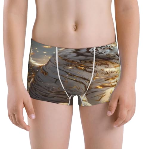 Boys' Cotton Boxer Brief Soft Underwear-Golden White Tiger - Main Image