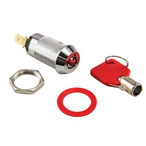Tubular Momentary Switch Lock With 1 Key And Red Key Cover, Keyed Alike