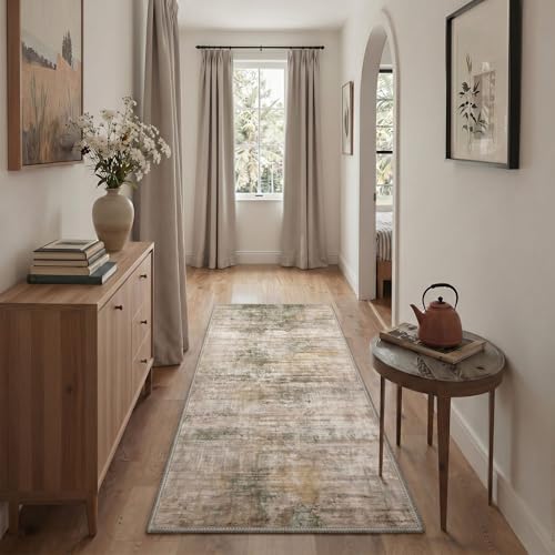 Image of BEIMO Area Rugs 8x10 for Living Room Bedroom, Modern Abstract Machine Washable Rug, Large Soft Low Pile Floor Cover with Non Slip Backing for Dining Room, Dusty Beige Brown