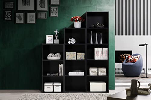 Hodedah 4-Shelf Bookcase In Black #TOP4