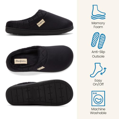 Image of Dearfoams Women's Lightweight Memory Foam Indoor House Slipper Darcy Velour Clog with Wide Widths