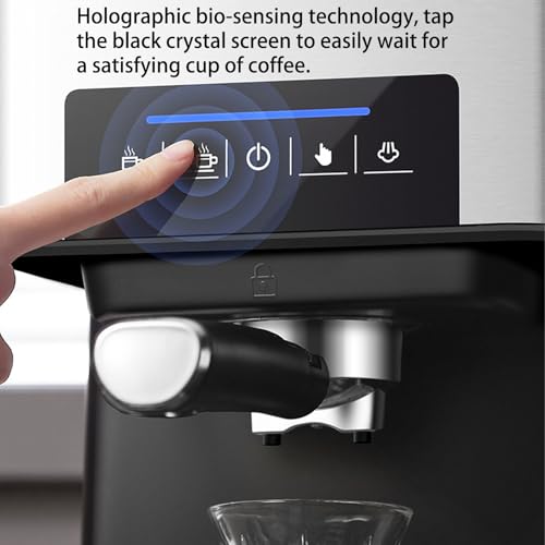 8500W Kaffeemaschine Halbautomatische Kaffeemaschine 1,6 Liter Kaffeemaschine Espressomaschine mit Druck von 20 bar, unabhängiger Wassertank, Touchscreen-Steuerung, Edelstahlgehäuse
