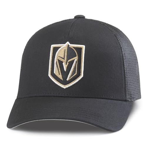 AMERICAN NEEDLE Unisex Vegas Golden Knights Officially Licensed NHL Valin Adjustable Snapback Baseball Trucker Hat (EM002A-VGK-BLK)