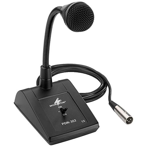 Monacor 235560 PDM-302 Dynamic Gooseneck Desk Microphone Push Talk Switch