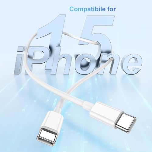 USB C à USB C Câble de chargeur 10ft, 60W Long cordon de charge rapide pour iPhone 17/17 Air/16/16 Pro Max/16 Plus/15/15 Pro Max, Chargeurs de type C pour Apple MacBook Pro/iPad mini/Air, Samsung