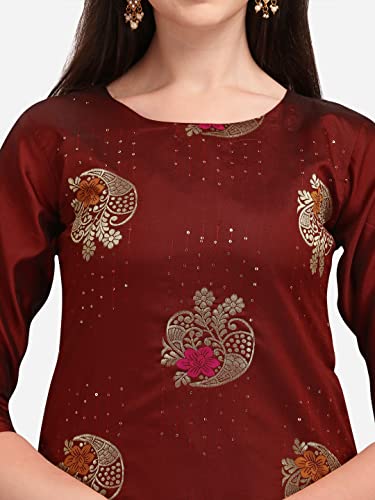 Image of VredeVogel Cotton Silk Blend Straight Embroidery Kurta Pant and Dupatta Set for Women
