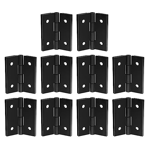 sourcing map 10Pcs Acrylic Hinges, 1.8 x 1.5 Inch Mini Hardware Folding Hinges Thicken Piano Hinges with Mounting Hole for Case Box Handicrafts, Black