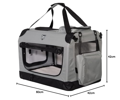 Sac de transport Palace pour chiens gris 70x52cm avec double poignées